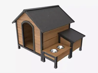 Outdoor Wooden Dog House 03 3D model