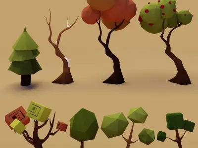  Enviroment Low poly Cartoon  Low-poly 3D model