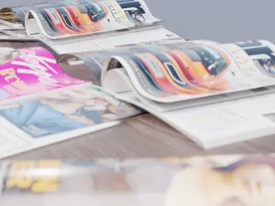 realistic collection of magazines Low-poly 3D model