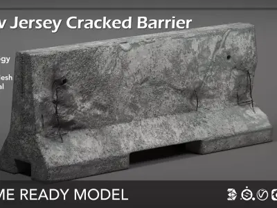 New Jersey Cracked Barrier Low-poly 3D model