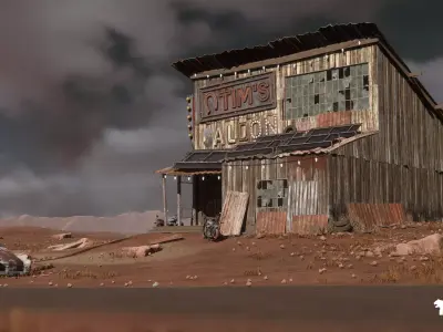 Retropunk Saloon Low-poly 3D model