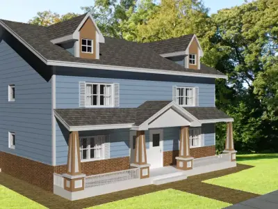 Craftsman Style Duplex 3D model