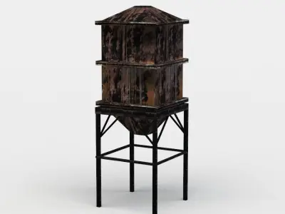 Water tank Low-poly 3D model 8