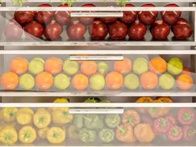 Refrigerator with groceries in the supermarket 3D model