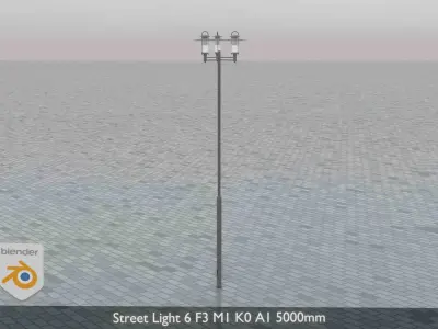Street Light 6 F3 M1 K0 A1 5000mm  Low-poly 3D model