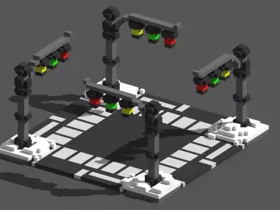 Xmas Road Voxel - 4 Low-poly 3D model