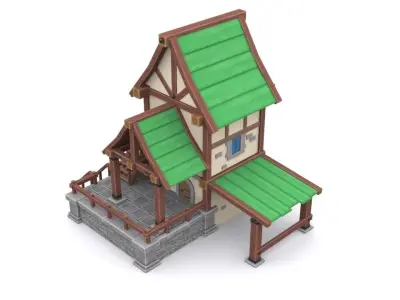 cartoon house Low-poly 3D model 10