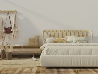 Interior bedroom scene warm and cozy 3D model