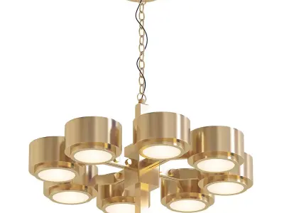 COSMIC modern brass chandelier with six lights 3D model