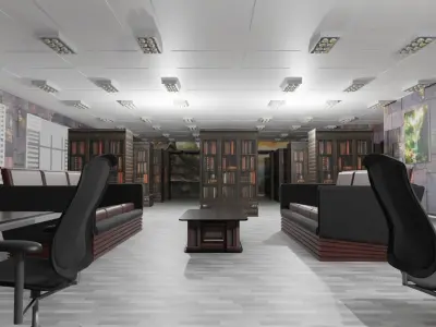 Library Interior Low-poly 3D model