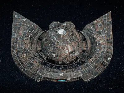 Spaceship Quantum Game Ready Space Station Low-poly 3D model