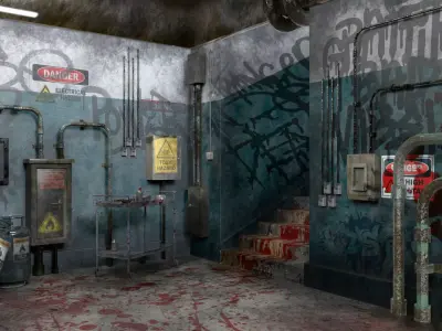 Old Hospital Room 3 Low-poly 3D model