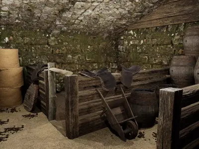 Horse Barn Exterior and Interior 3D model