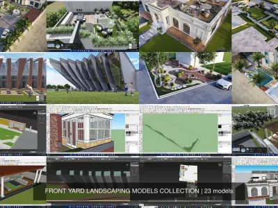 FRONT YARD LANDSCAPING MODELS COLLECTION 3D Model Pack