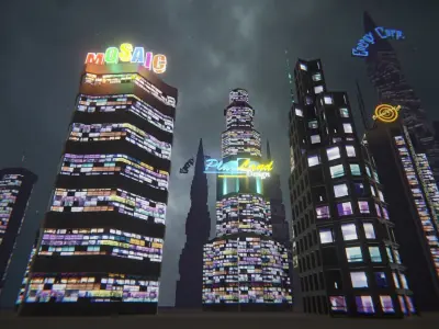 Background Buildings Low-poly 3D model