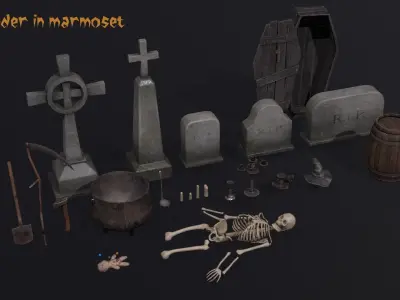 Halloween pack Low-poly 3D model