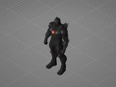 Dark Armored Supervillain Game Ready GLB Model 3D Low-poly 3D model