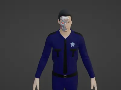 Cyber Police - Robot Man Low-poly 3D model
