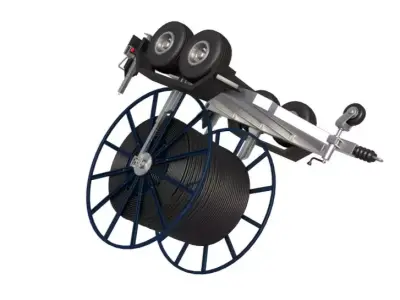 Broadband Cable Drum With Trailer 3D model