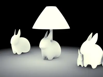 Porcelain Rabbit Table Lamp Free low-poly 3D model