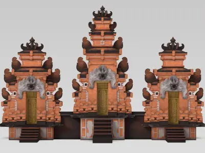 Candi Bentar Petitenget Traditional Split Gate Architecture 3D model