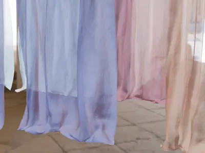 Sheer Curtains Low-poly 3D model