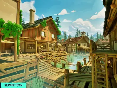 FANTASTIC - Seaside Town Low-poly 3D model