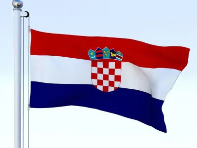 Animated Croatia Flag Low-poly 3D model