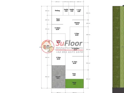 House 7x18m code 484- Sketchup 3D model 3D model 3D model