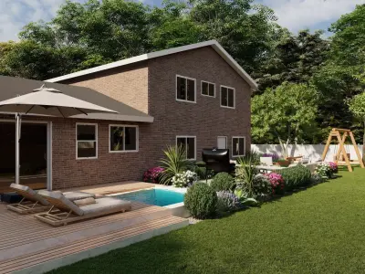 3D Exterior Scene 3D model design garden and landscape 3D model 14