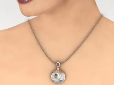 pendant rose gold with diamond in middle 3D print model