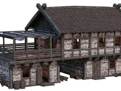 Old Medieval Building House 4K Textures GameReady 63 Low-poly 3D model