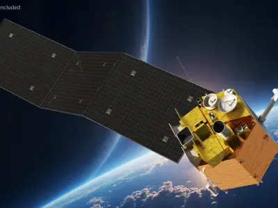  Satellite with Solar Panels and Antennas 