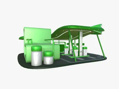 SciFi Gas Station A06 Green - Sci Fi Exterior Design Low-poly 3D model