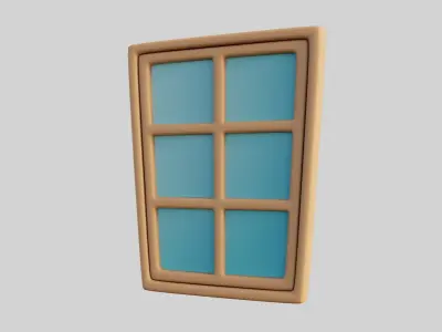 Cartoon Window 2b Low-poly 3D model