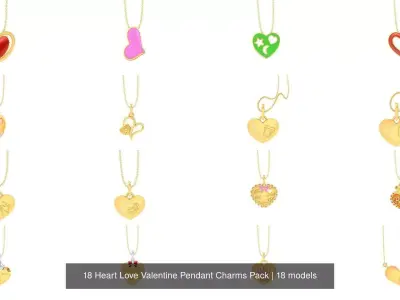 18 Heart Love Valentine Pendant Charms Pack