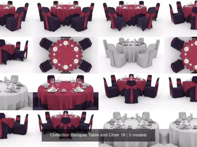 Collection Banquet Table and Chair 19 3D Model Pack