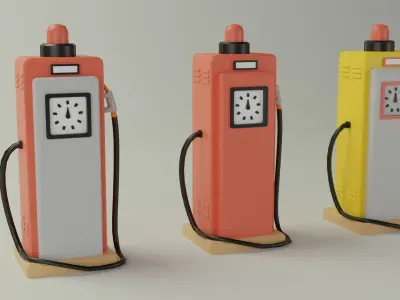 Petrol station Low-poly 3D model