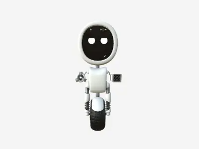 Wheel Robot H02 White - SciFi Character Design Low-poly 3D model