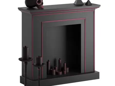 Decorative Fireplace with Candles 3D model