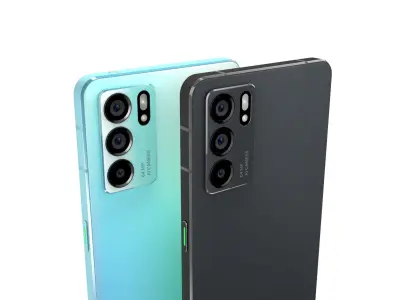 Oppo Reno6 5G Black and Blue Colors 3D model