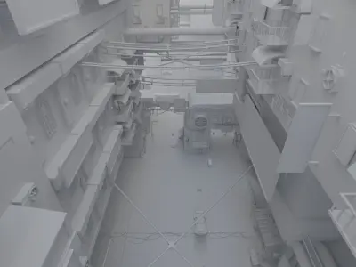 Cyberpunk City Scene Low-poly 3D model