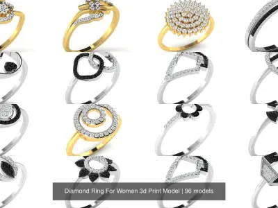 Diamond Ring For Women 3d Print Model 3D Model Pack