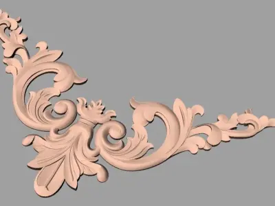Furniture decorative corner flower 3D STL model for CNC E881 3D model