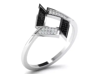 Light Weight White Gold Diamond Ring  - DR-6328 3D print model