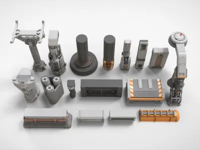 sci-fi Architecture kitbash 2 3D model