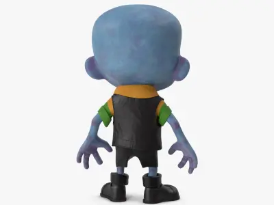  Cartoon Zombie Blue in a Black Costume 