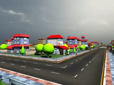 Cartoon city four Low-poly 3D model