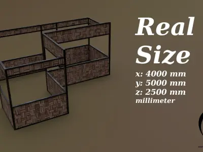 Stall stand 12 R Low-poly 3D model