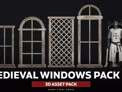 Wooden Windows Pack 01 Low-poly 3D model